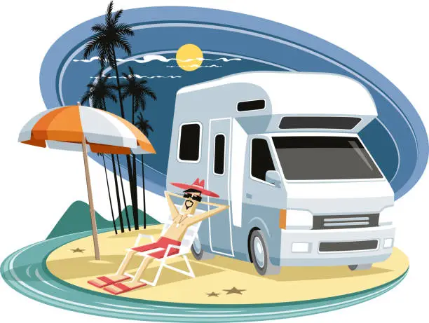 Vector illustration of Seaside activity