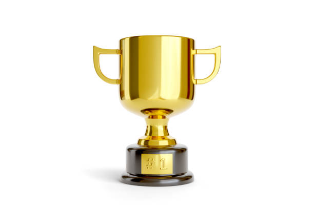 istock Number one trophy isolated om white background. 3d illustration. 1339693215