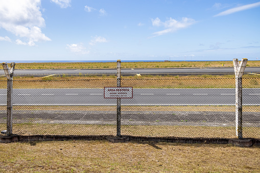 Runway at the airport in the Portuguese city Ponta Delgada on the Azorean island San Miguel