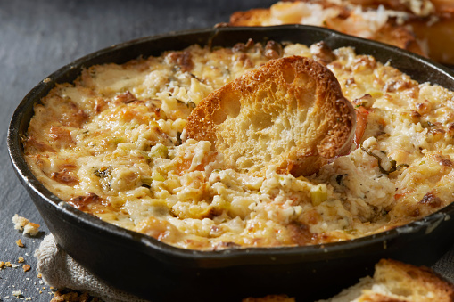 Cheesy Baked  Shrimp Dip with Toasted Crostini's