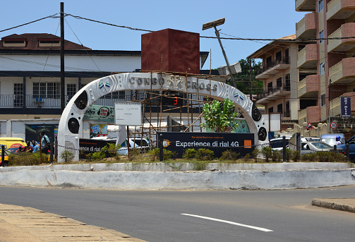 Freetown, Sierra Leone: Congo Cross roundabout, know locally as a 'turntable' - the arch seen from Wilkinson Road