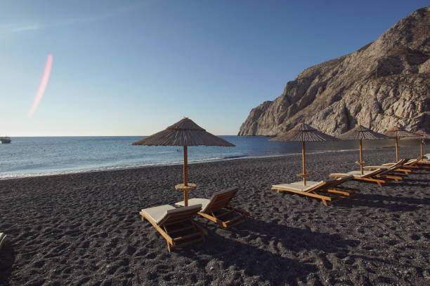 istock Daylight view of Kamari Beach, Santorini, Greece 1339709134
