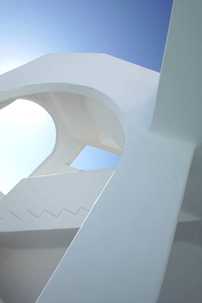 Impressive and beautiful white greek architecture at a luxory hotel in Santorini Island, Greece.