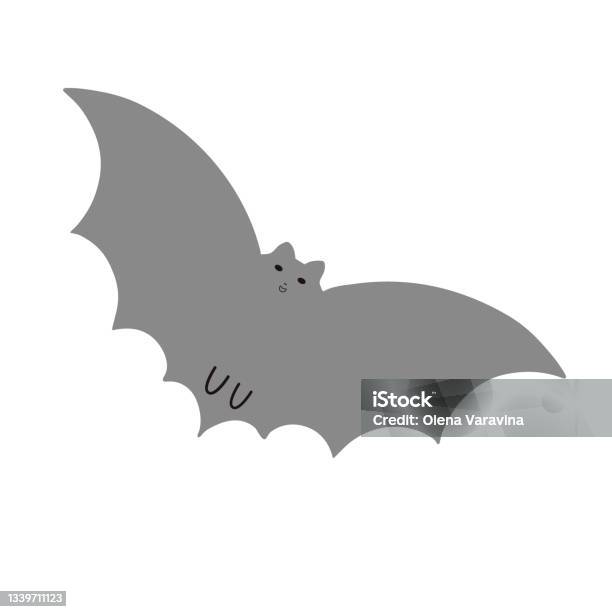 Halloween Bat Simple Fancy Vector Illustration Hand Drawn Gray Animal  Cartoon Spooky Character For Autumn Holiday Decor Element Cards Banners  Stock Illustration - Download Image Now - iStock