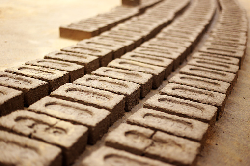 Raw brick in brick factory.