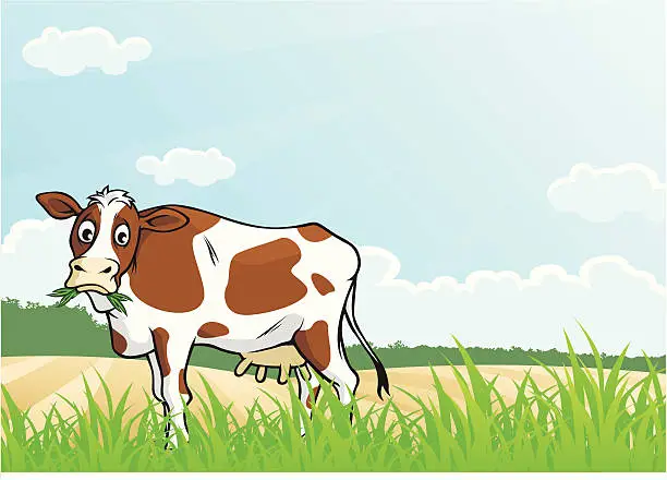 Vector illustration of Cow Graze