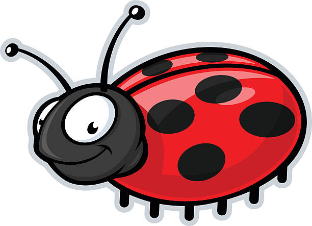 Cartoon smiling lady bug looking towards the front Vector Illustration of a smiling cartoon ladybug. seven spot ladybird stock illustrations