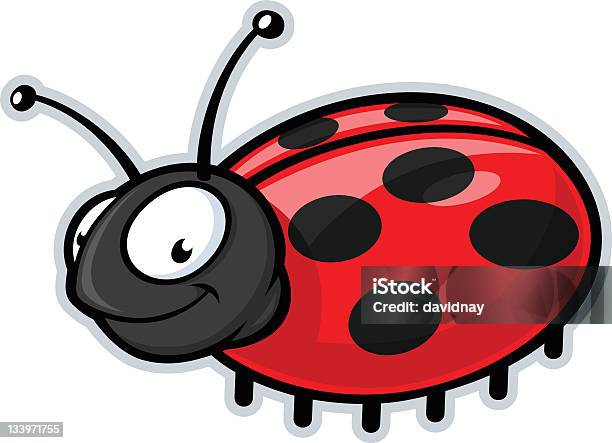 Cartoon Smiling Lady Bug Looking Towards The Front Stock Illustration - Download Image Now - Ladybug, Cartoon, Cute