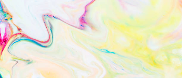 istock Multicolored lines and spots on liquid surface. Abstract background made with fluid art technique. Trendy colorful backdrop. Fluid art 1339727020