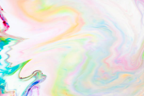 istock Multicolored lines and spots on liquid surface. Abstract background made with fluid art technique. Trendy colorful backdrop. Fluid art 1339727024