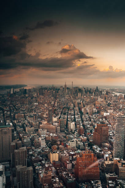 istock manhattan aerial view at dusk 1339727739