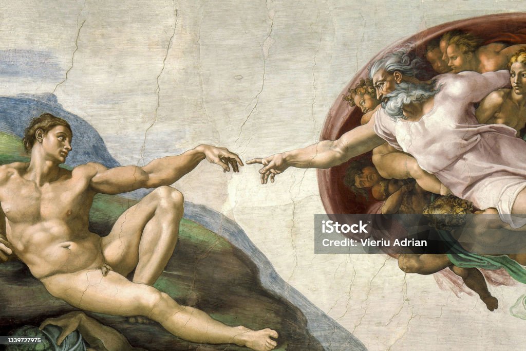 Creation of Adam by Michelangelo Rome Italy March 08 creation of Adam by Michelangelo Adam - Biblical Figure Stock Photo
