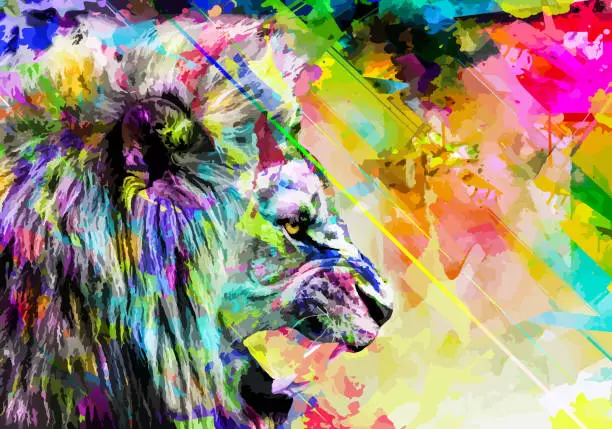 Photo of Lion art full color , animal