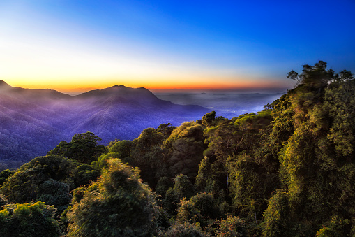 Dawn in Dorrigo national park over ancient mountains and rain forests of Gondwana - australian countryside.