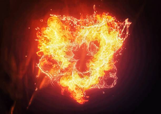 istock Illustration of a heart-shaped burning fire 1339749016