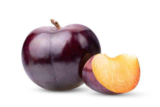 istock Ripe plum isolated on white 1339757864