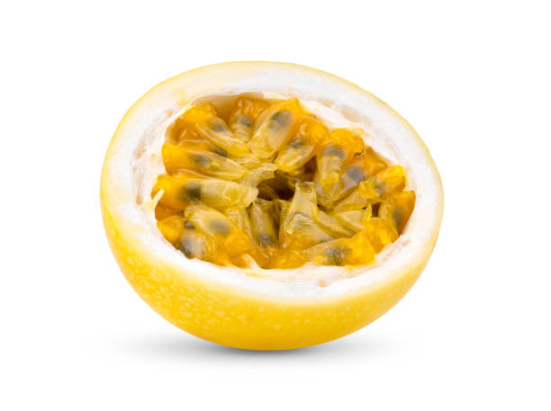 istock Half Yellow passion fruit isolated on white 1339758186