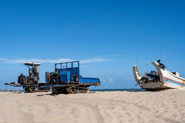istock Fishermen's tractors on the beach. 1339758265