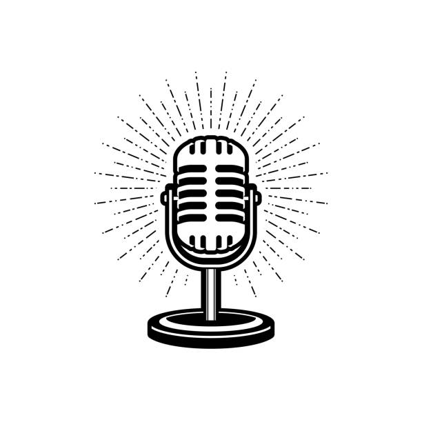 ilustracja wektorowa mikrofonu retro. element projektu podcastu lub karaoke ikona, etykieta, emblemat, znak - singing silhouette singer karaoke stock illustrations