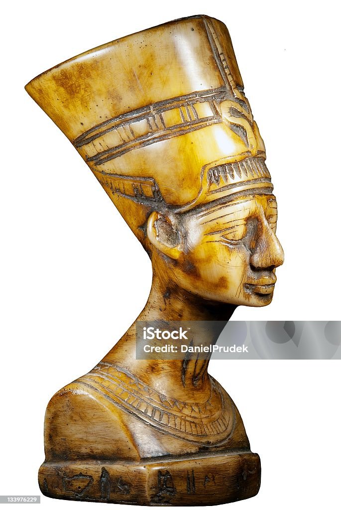 Busto de Queen Nefertiti no fundo branco - Foto de stock de Adulto royalty-free
