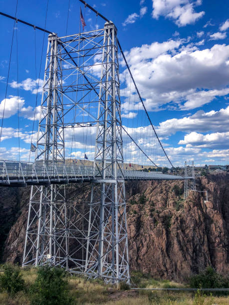 Beautiful Royal Gorge Bridge in Colorado This is an incredible view of the Royal Gorge Bridge in Canon City, Colorado.  It is suspended 1,053 feet above the Arkansas River.  It is the highest bridge in the United States.  It was built in 1929. 1929 stock pictures, royalty-free photos & images