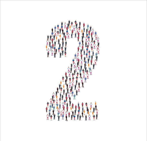 istock Large group of people illustration flat. forming the number 2 symbol on white background. Vector illustration, Group, People set 1339766613