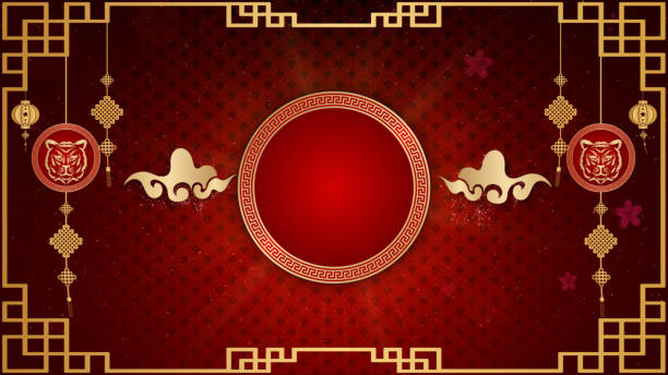 istock Chinese Zodiac Tiger 2022. Chinese New Year Celebration Background. 3d Rendering 1339766744