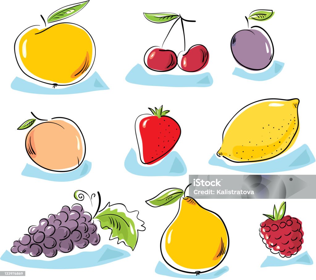 Fruits frais - clipart vectoriel de Abricot libre de droits