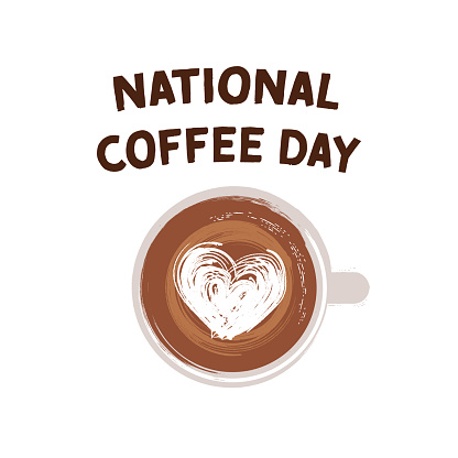 National Coffee Day. Hand drawn vector logotype.