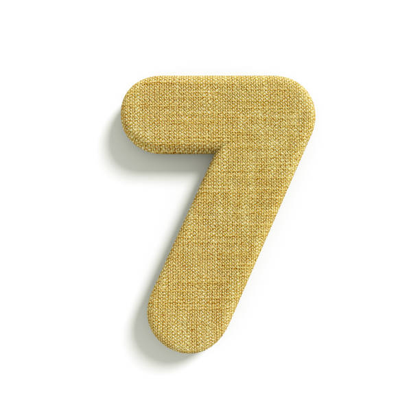 hessian number 7 -  3d jute digit - Suitable for fabric, design or decoration related subjects stock photo