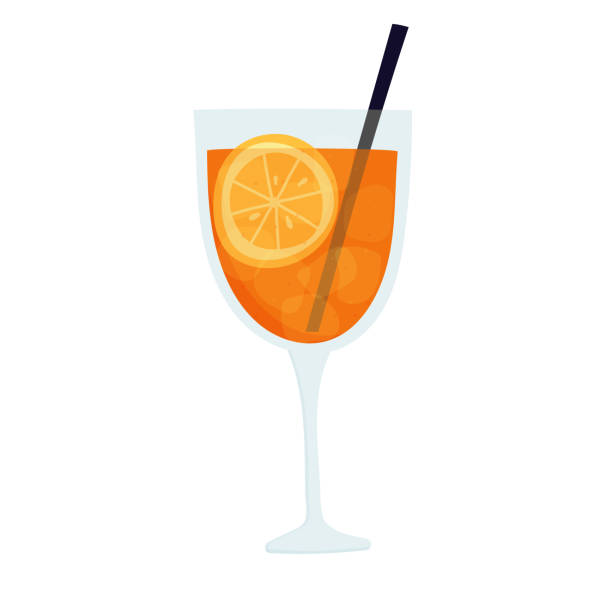 Hand Drawn Vector Illustration Of Spritz Cocktail In Glass With