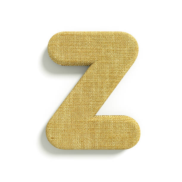 hessian letter Z - Upper-case 3d jute font - suitable for fabric, design or decoration related subjects stock photo