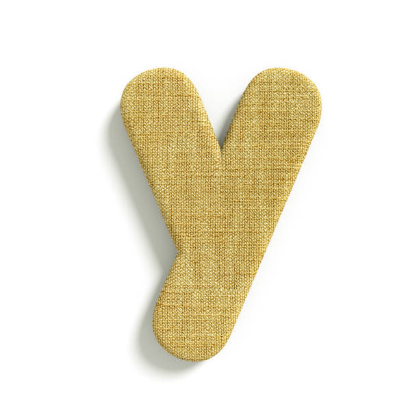 hessian letter Y - Small 3d jute font - Suitable for fabric, design or decoration related subjects stock photo