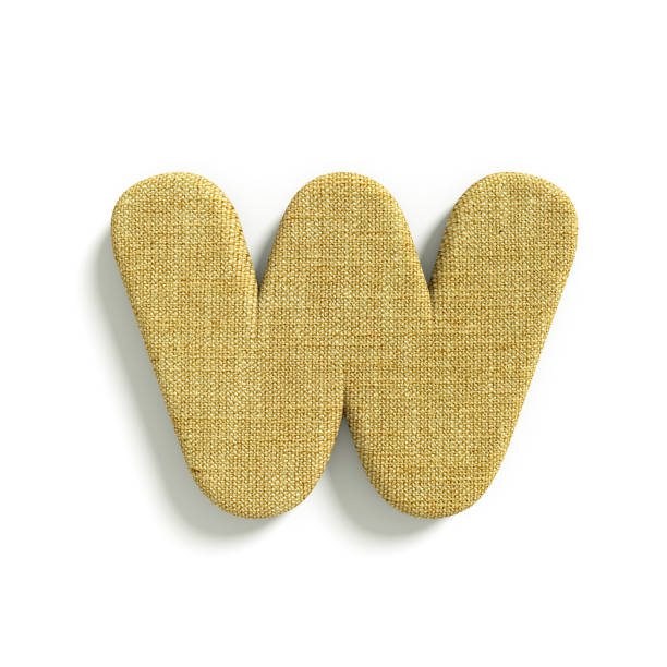 hessian letter W - Lower-case 3d jute font - Suitable for fabric, design or decoration related subjects stock photo