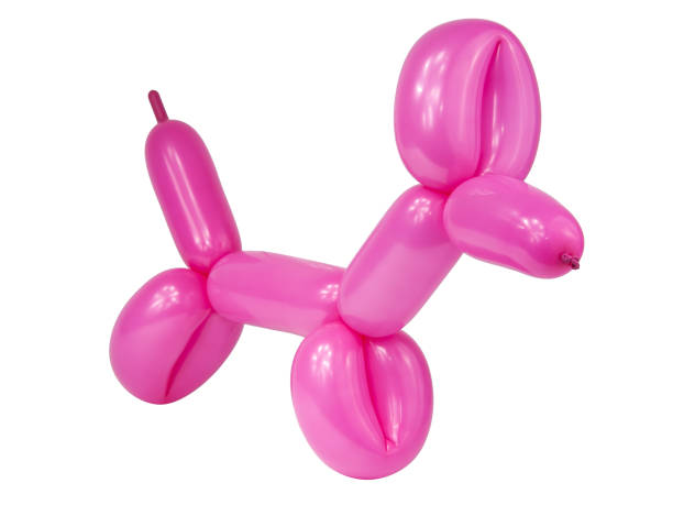 istock Pink craft balloon dog isolated on the white 1339782926