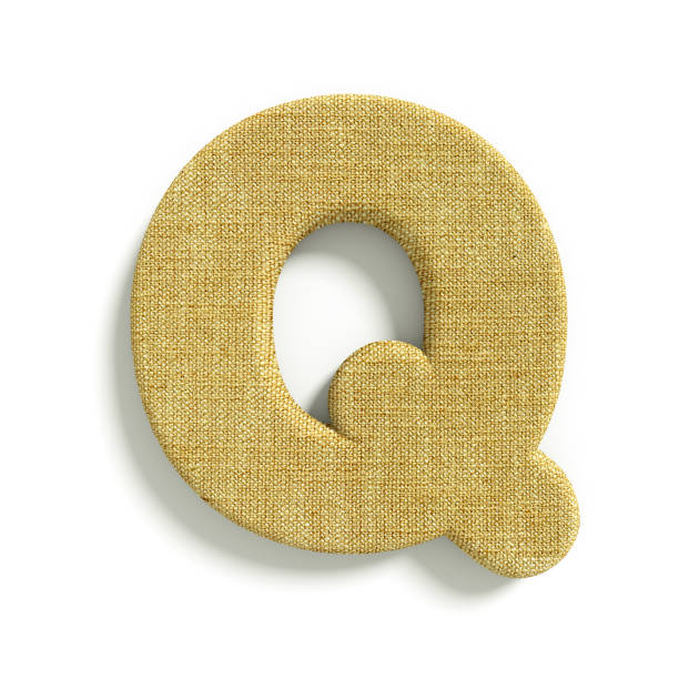 hessian letter Q - Upper-case 3d jute font - suitable for fabric, design or decoration related subjects stock photo