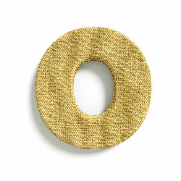 hessian letter O - Large 3d jute font - suitable for fabric, design or decoration related subjects stock photo