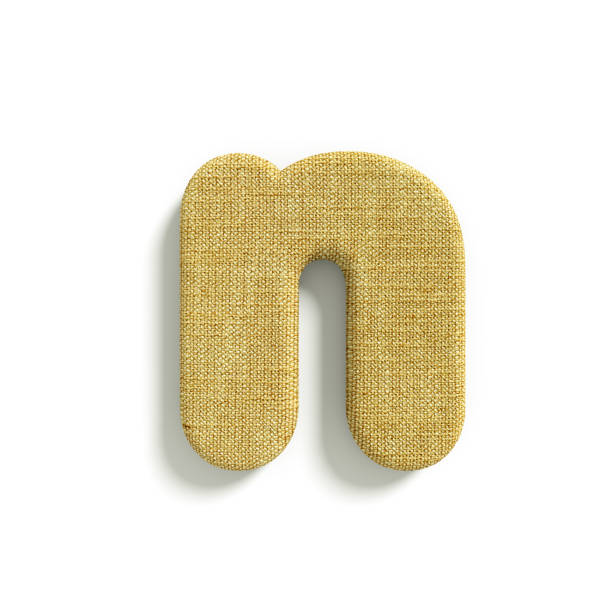 hessian letter N - Small 3d jute font - Suitable for fabric, design or decoration related subjects stock photo