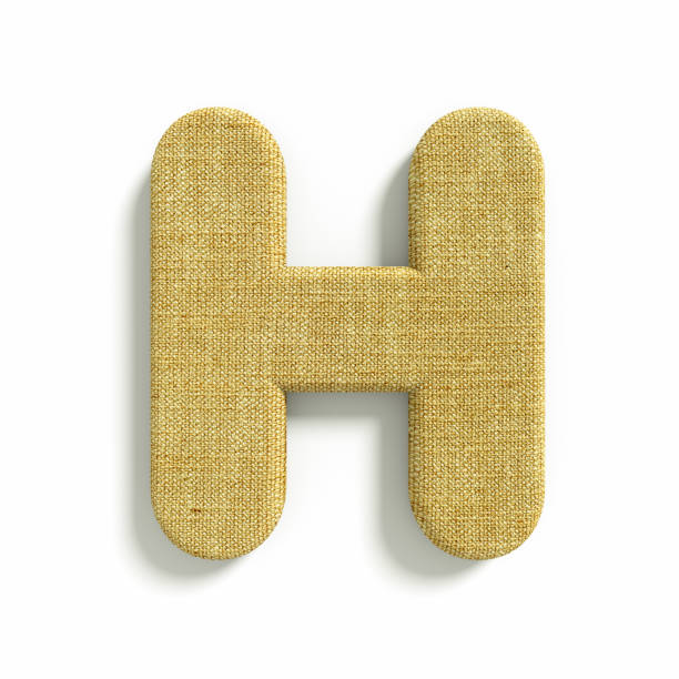 hessian letter H - Upper-case 3d jute font - suitable for fabric, design or decoration related subjects stock photo