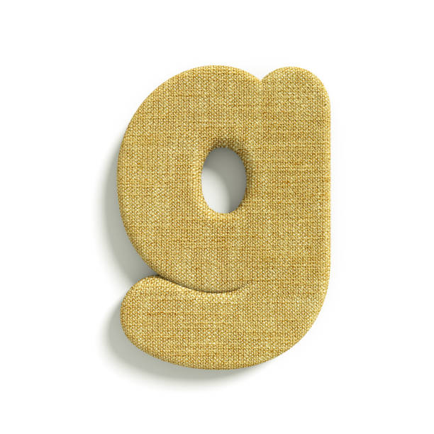 hessian letter G - Small 3d jute font - Suitable for fabric, design or decoration related subjects stock photo