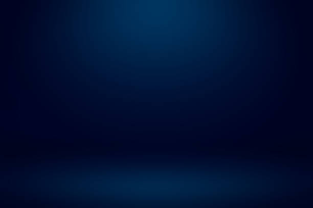 empty dark blue studio room with light and shadow abstract background. copy space studio room for present your products. - black blue imagens e fotografias de stock