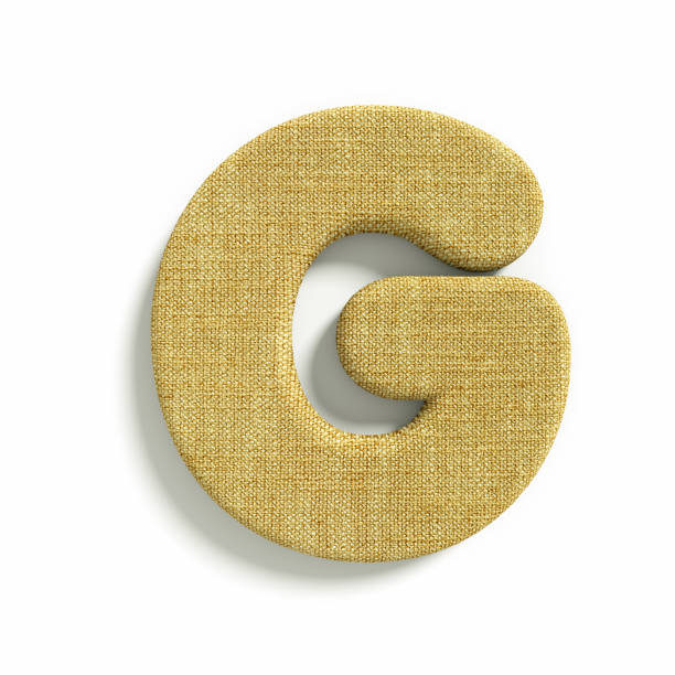 hessian letter G - Capital 3d jute font - suitable for fabric, design or decoration related subjects stock photo
