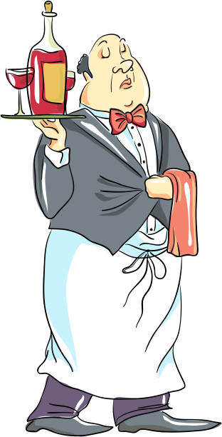 웨이터, 음료 - butler waiter tuxedo personal valet stock illustrations