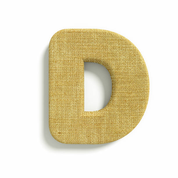 hessian letter D - Capital 3d jute font - suitable for fabric, design or decoration related subjects stock photo