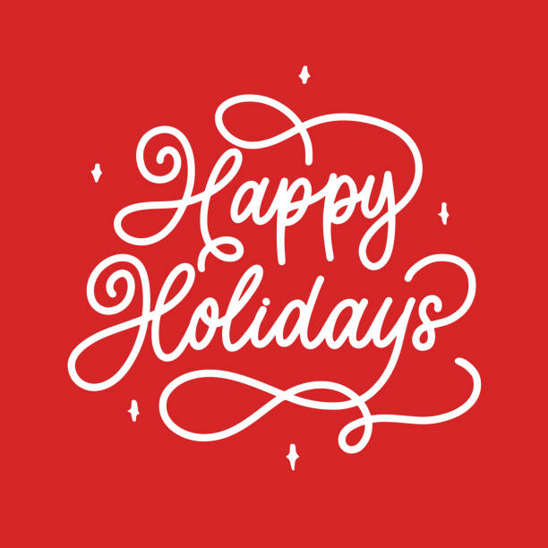 happy holidays. typographical lettering inscription on red background. - happy holidays 幅插畫檔、美工圖案、卡通及圖標