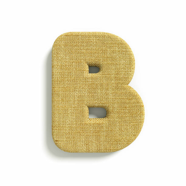 hessian letter B - Capital 3d jute font - suitable for fabric, design or decoration related subjects stock photo