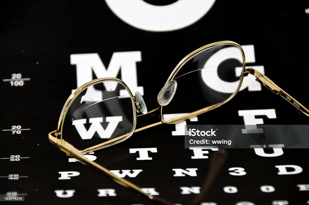 Eye Chart With Old Bifocals Above View Stock Photo Download Image Now Bifocal Eye Test Chart