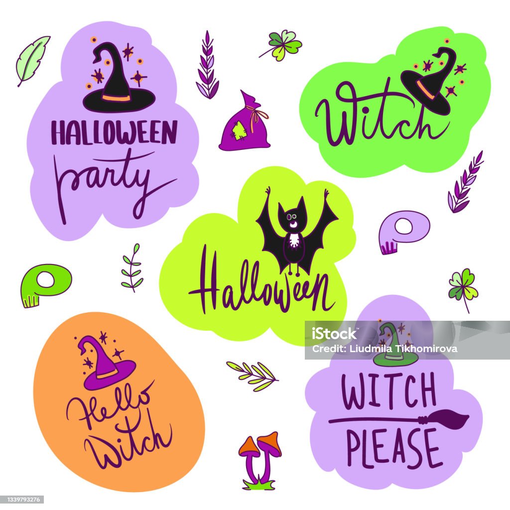 Halloween Group Lettering Set Of Halloween Lettering Designs Stock Illustration - Download Image ...