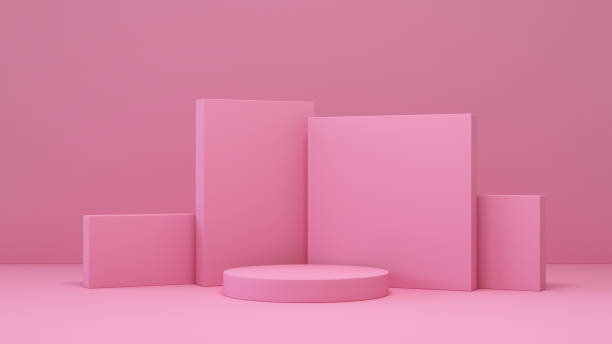 istock Empty Product Stand, Platform, Podium, Exhibition on Pink Color Background 1339794416