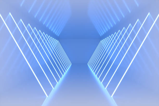 istock 3D Empty Room, Exhibition Area, Tunnel With Neon Lights, Abstract Modern Architecture Background 1339795143